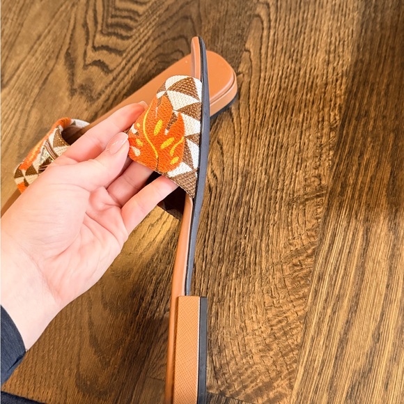 Prada Orange Floral Patterned Slide Mules - Picture 8 of 8